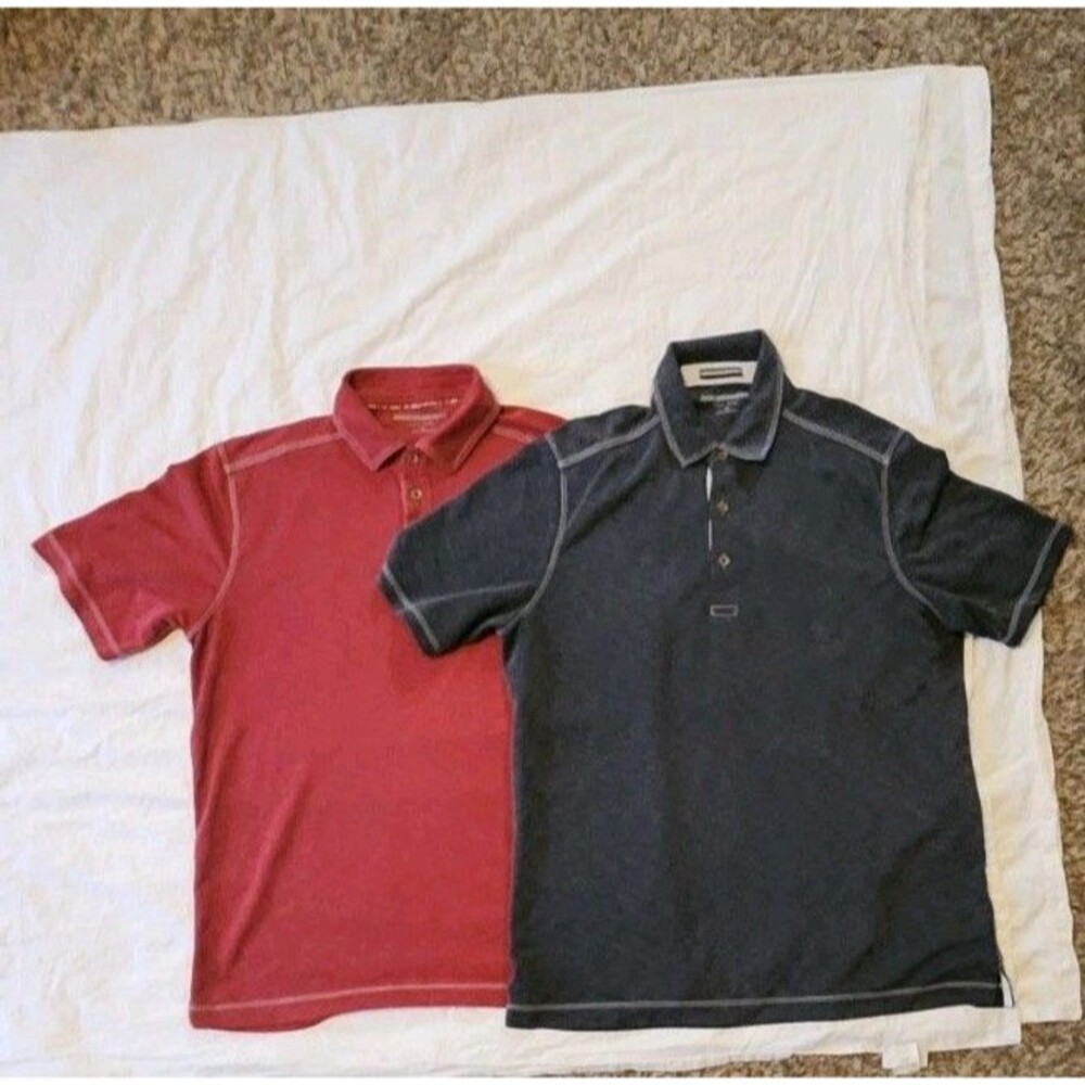 Johnston & Murphy Polo Shirt Men's Sz M Lot Of 2 Short Sleeve Performance Casual